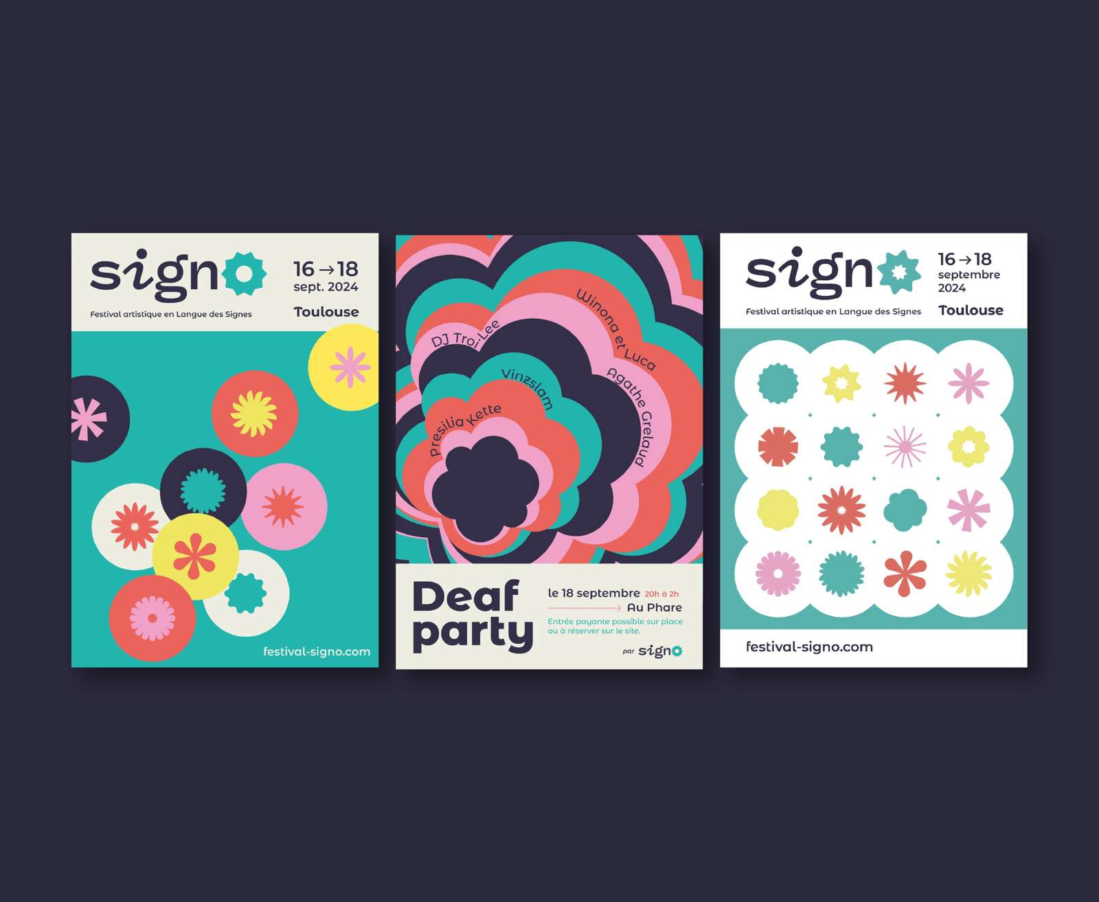 3 affiches pour le festival Signo
